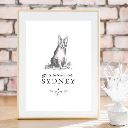 Poster Frontière Collie Life est meilleur avec le nom de