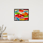 POSTER FRONTIÈRE DE GRUNGE ÉTIQUETTE COLORÉ (Cuisine)