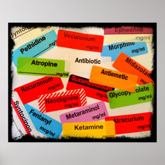 POSTER FRONTIÈRE DE GRUNGE ÉTIQUETTE COLORÉ (Devant)