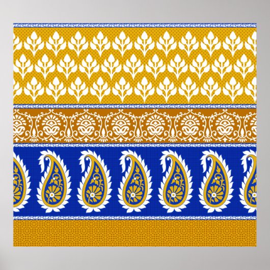 Poster Frontière traditionnelle indienne paisley (Devant)