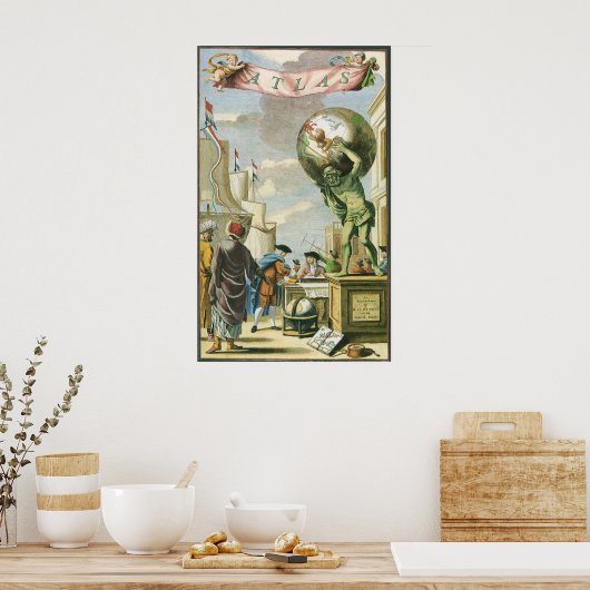 Poster Frontispice d'atlas de l'ère baroque Globe terrest (Cuisine)