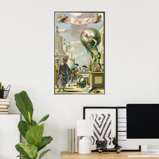 Poster Frontispice d'atlas de l'ère baroque Globe terrest (Bureau à domicile)