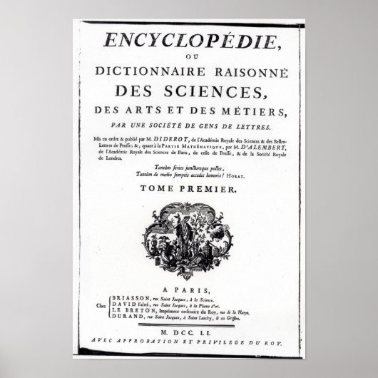 Poster Frontispiece à 'L'Encyclopédie (Devant)