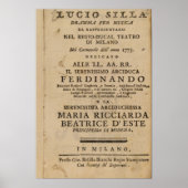 Poster Frontispiece de "Lucio Silla" de Mozart (Devant)