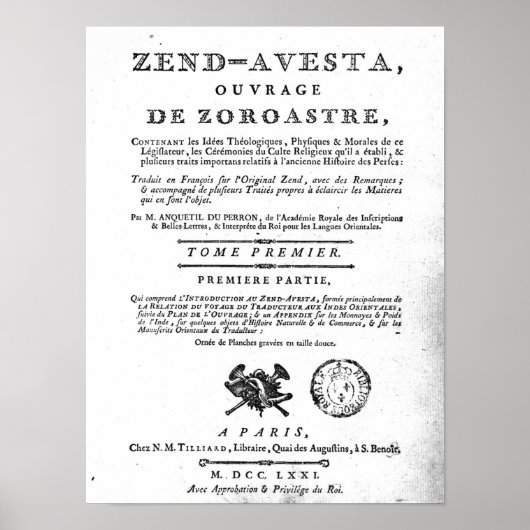 Poster Frontispiece d'une édition du 'Zend (Devant)