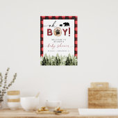 Poster FROST Red Flannel Pine Bear Baby shower Bienvenue (Cuisine)
