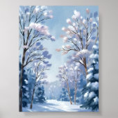 Poster Frostlight Forest | Winter Snow Watercolor Nature (Devant)