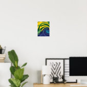 Poster Frotte vibrante de vert, jaune et bleu (Bureau à domicile)