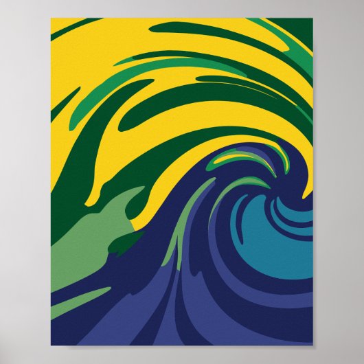 Poster Frotte vibrante de vert, jaune et bleu (Devant)