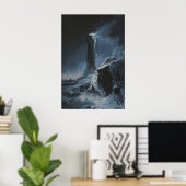 Poster Frozen Lighthouse Winter Sea Art, Ocean Coastal (Bureau à domicile)