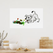 Poster Frühlingserwachen, Welpe mit Schmetterling (Cuisine)