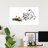 Poster Frühlingserwachen, Welpe mit Schmetterling (Bureau à domicile)