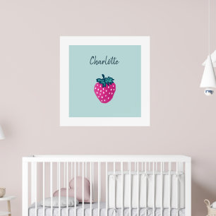 Poster Fruit aux fraises mûre Nom personnalisé