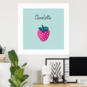 Poster Fruit aux fraises mûre Nom personnalisé (Bureau à domicile)