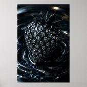 Poster Fruit de fraise mousseuse en métal liquide brillan (Devant)