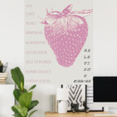 Poster Fruit de l'Esprit / Pop Art / Fraise / Rose (Bureau à domicile)