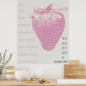 Poster Fruit de l'Esprit / Pop Art / Fraise / Rose (Cuisine)
