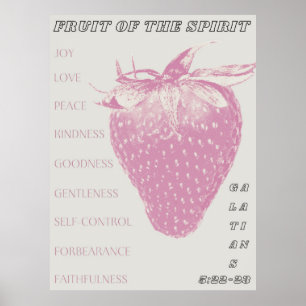 Poster Fruit de l'Esprit / Pop Art / Fraise / Rose