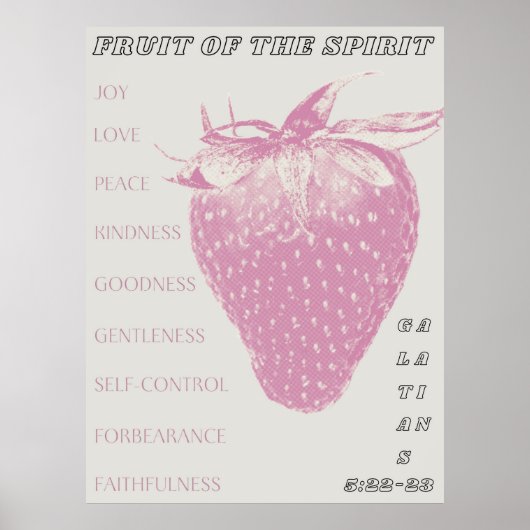Poster Fruit de l'Esprit / Pop Art / Fraise / Rose (Devant)