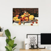 Poster Fruit encore vie sur une couverture blanche par Le (Bureau à domicile)