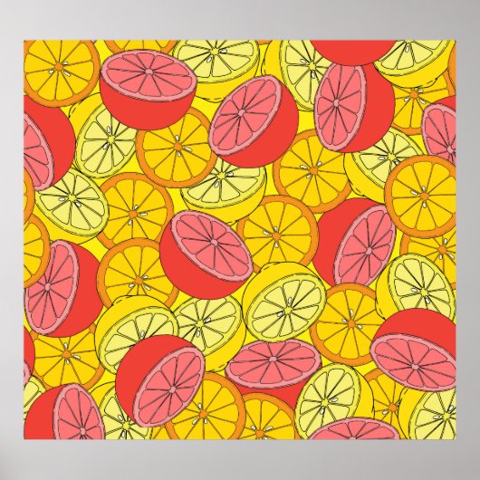 Poster Fruits d'agrumes Motif transparent (Devant)