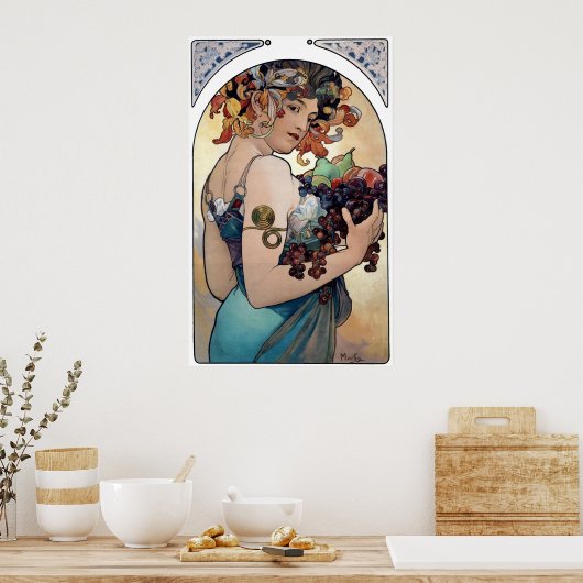 Poster Fruits d'Alfons Mucha 1897 (Cuisine)