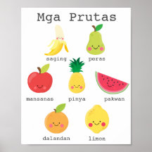Fruits dans l'affiche d'apprentissage pour enfants