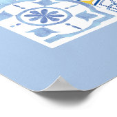 Poster Fruits de citron, carreaux bleus d'inspiration eur (Coin)