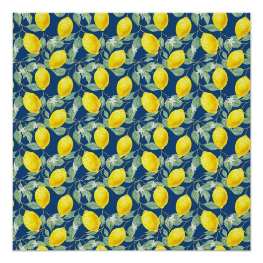 POSTER FRUITS DE CITRON DANS UN BLEU CAMPAGNARD (Devant)