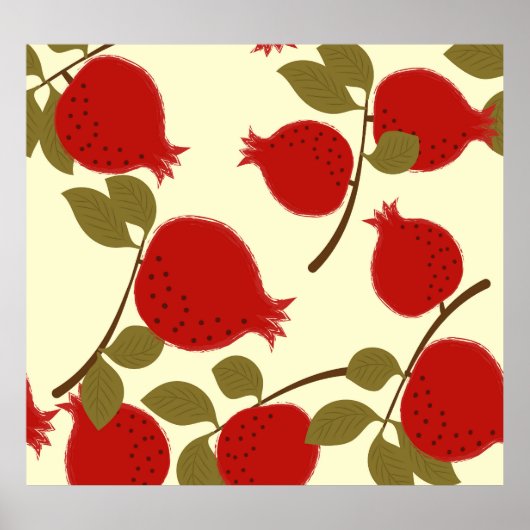 Poster Fruits de grenade : Cartoon Arrière - plan jaune (Devant)