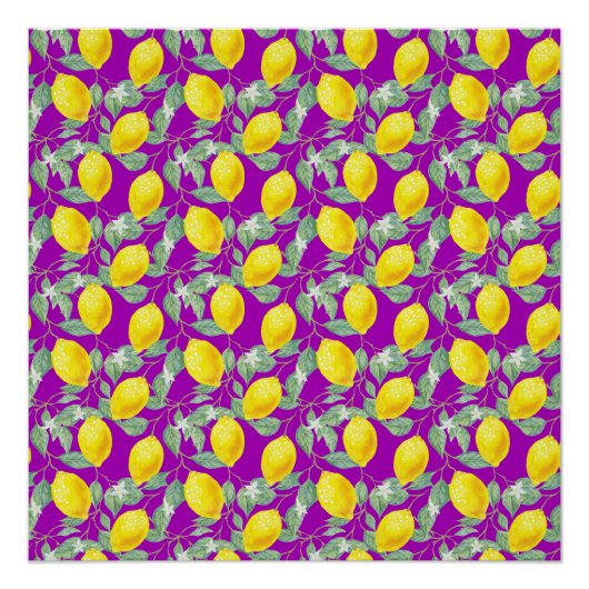 POSTER FRUITS DE LÉMON EN ARRIÈRE - PLAN PURPLE (Devant)