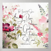 Poster Fruits de l'esprit rose floral (Devant)