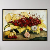POSTER FRUITS DE SAISON / CHERRIES ET CARNATIONS (Devant)