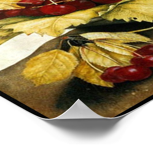 POSTER FRUITS DE SAISON / CHERRIES ET CARNATIONS (Coin)