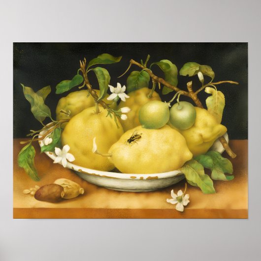 POSTER FRUITS DE SAISON CITRONS ET FLEURS BLANCHES (Devant)