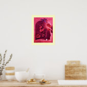 Poster FRUITS DE SAISON -PROSPÉRITÉ rose crème rouge anti (Cuisine)