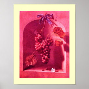 Poster FRUITS DE SAISON -PROSPÉRITÉ rose crème rouge anti