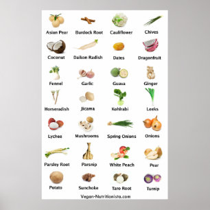 Poster Fruits et légumes blancs