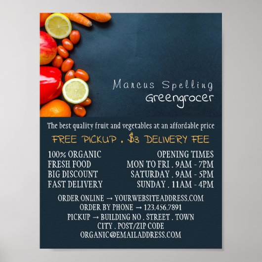 Poster Fruits et légumes, Greengrocer (Devant)