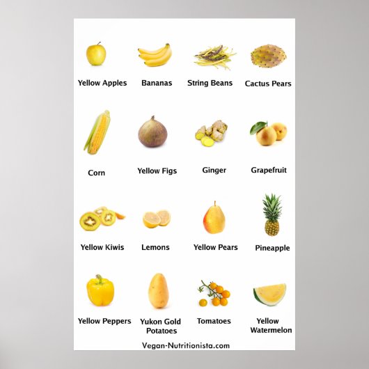 Poster Fruits et légumes jaunes (Devant)
