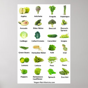 Poster Fruits et légumes verts