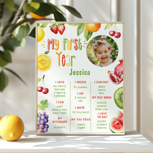 Poster Fruits été 1er anniversaire photo jalon