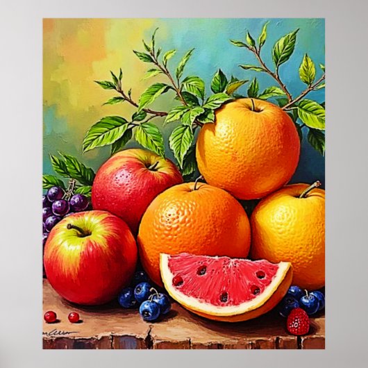 Poster Fruits frais dans un parfait mélange de design (Devant)