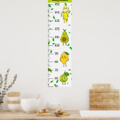 Poster Fruits mignons Graphique de croissance Kawaii (Cuisine)