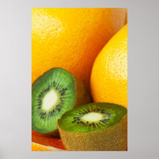 Poster Fruits tropicaux : kiwi et pamplemousse (Devant)