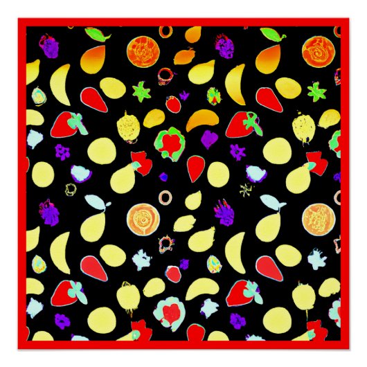 Poster Fruits Tropicaux Néon Éclatés (Devant)