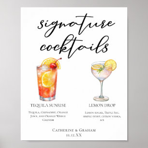 Poster Fruity Garden Wedding Signature Cocktails Menu