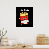 Poster Fry Baby Funny French Fries Pun Dark BG (Cuisine)