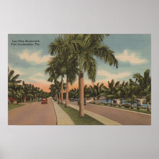 Poster Ft. Lauderdale, Floride - Vue de Las Olas (Devant)