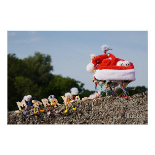 Poster Fubby avec un bonnet de Noël aventure.